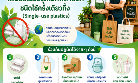 เชิญชวนผู้ประกอบการ ลดหรือเลิกใช้โฟมและบรรจุภัณฑ์พลาสติกชนิดใช้ครั้งเดียวทิ้ง (Single-use plastics)